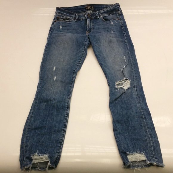 Abercrombie & Fitch Harper Low Rise Ankle Cut Jeans Distressed Size 26 2R - Picture 1 of 7